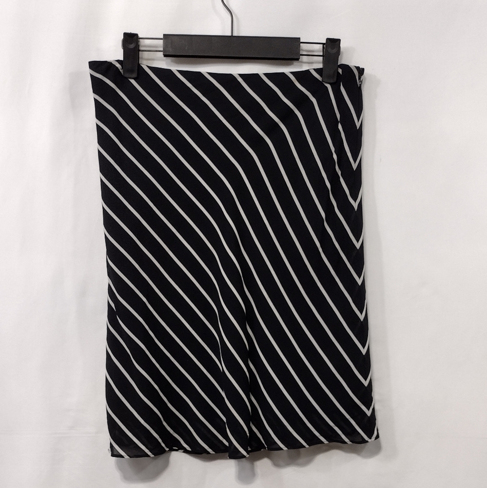 Vintage Ralph Lauren Striped Skirt Women's 6 Black White Office Career Retro 90s